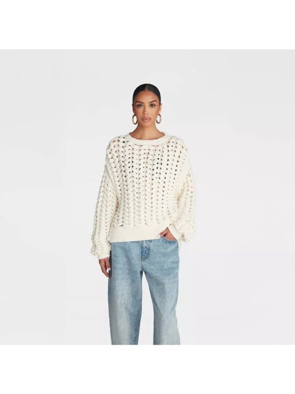 KBB by Kahlana The Chunky Knit Sweater Cream Color Heavy Sweater -- Size Medium